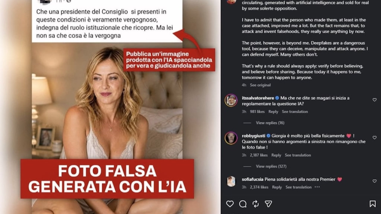 Meloni iç çamaşırlı fotoğrafını yayınlayıp, yapay zeka uyarısı yaptı