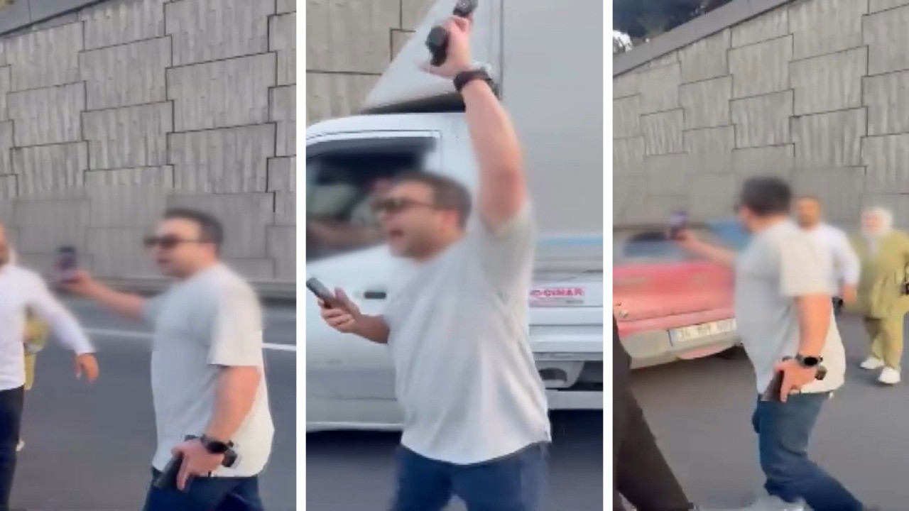 Polis, trafik tartışmasında silahına sarıldı