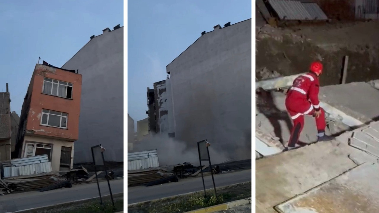 3 katlı bina çöktü: O anlar kamerada