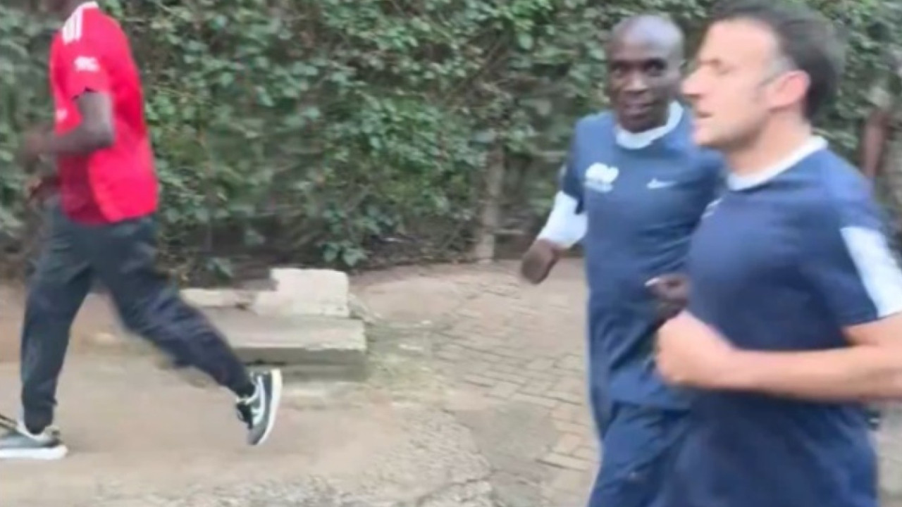 Macron, Kipchoge ile sabaha koşusuna çıktı