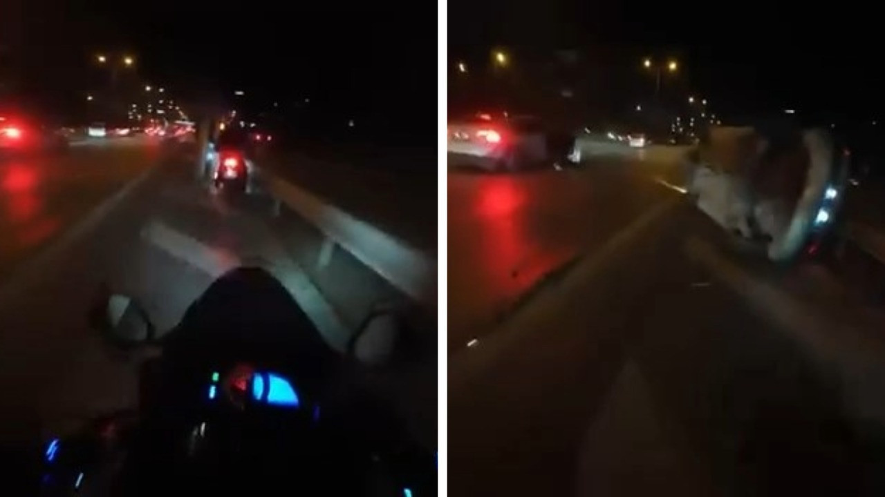 Motosikletli ölümden saniyelerle kurtuldu