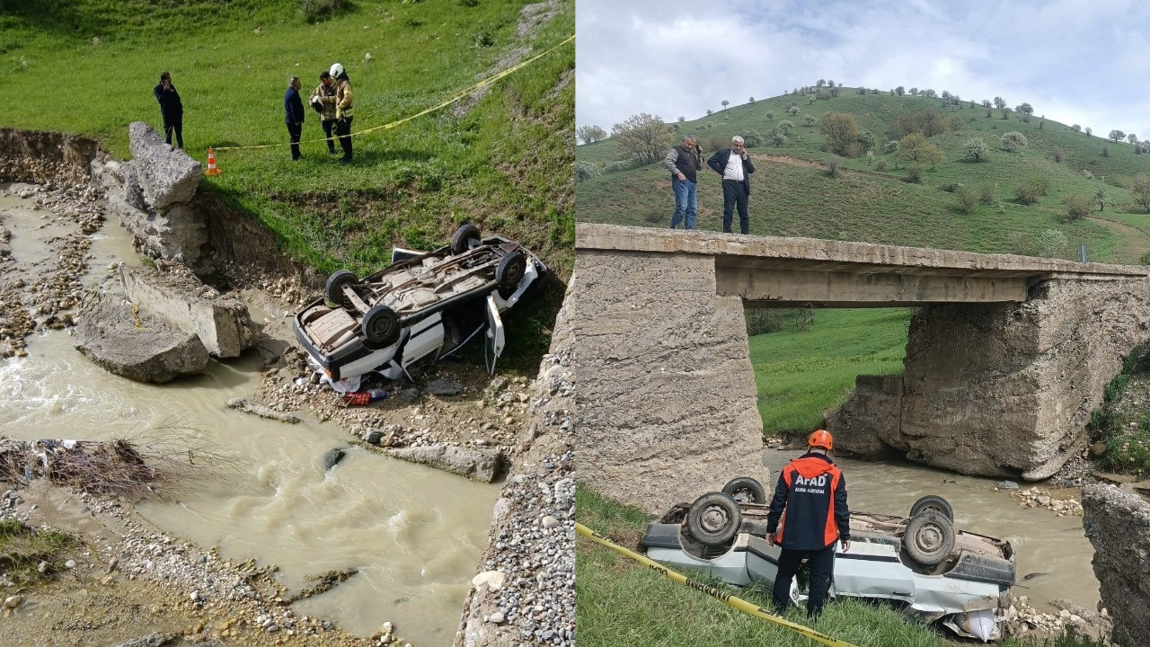 Köprüden düşen otomobilde can verdi
