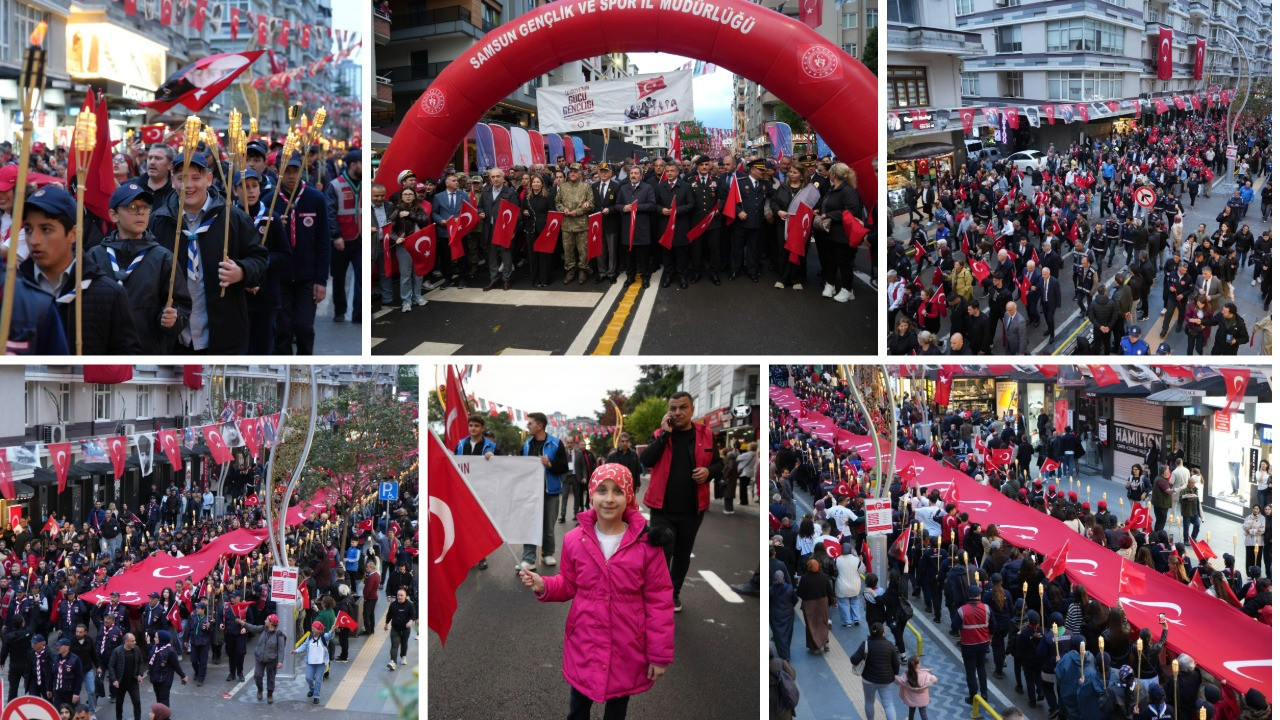 Samsun’da 1919 metrelik dev bayrakla 'Fener Alayı ve Gençlik Haftası' yürüyüşü