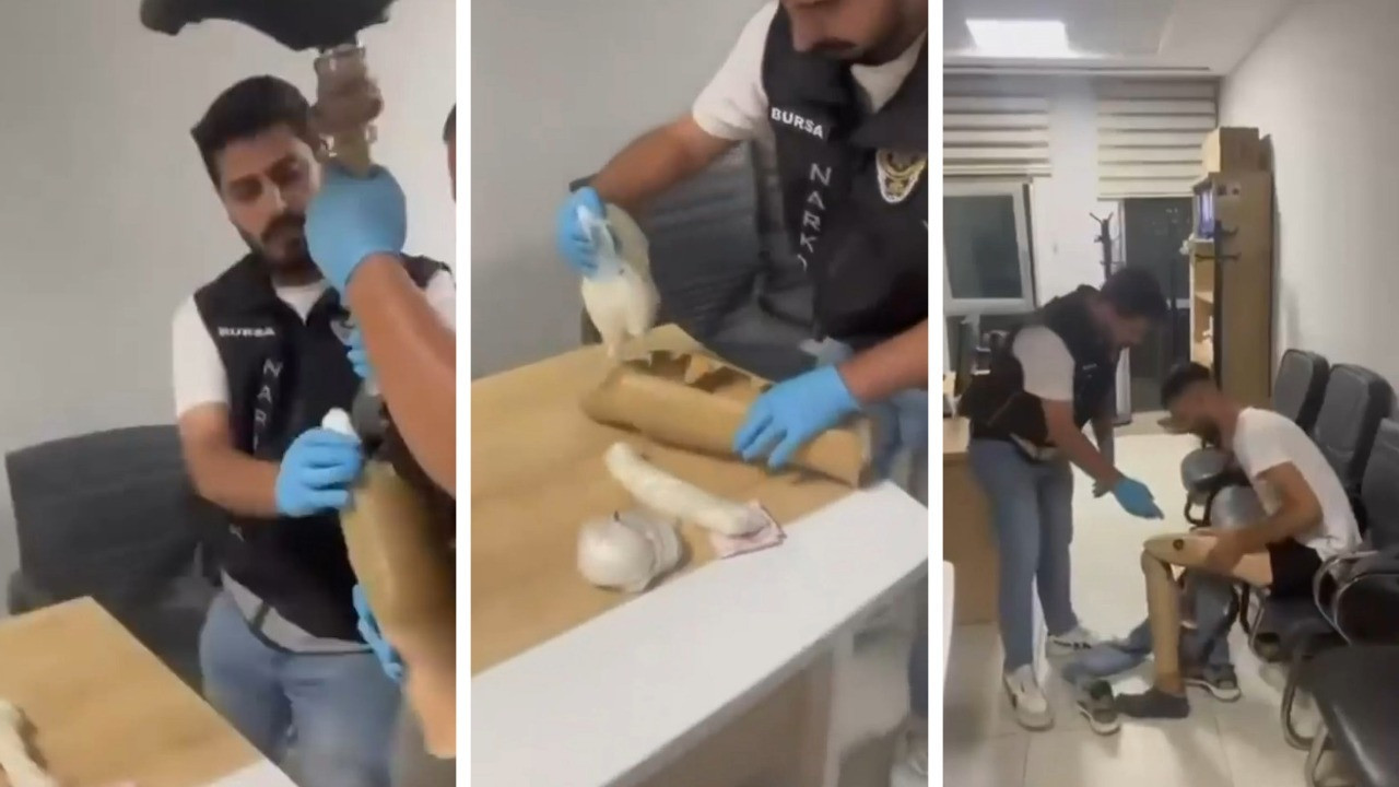 Protez bacaktan uyuşturucu çıktı