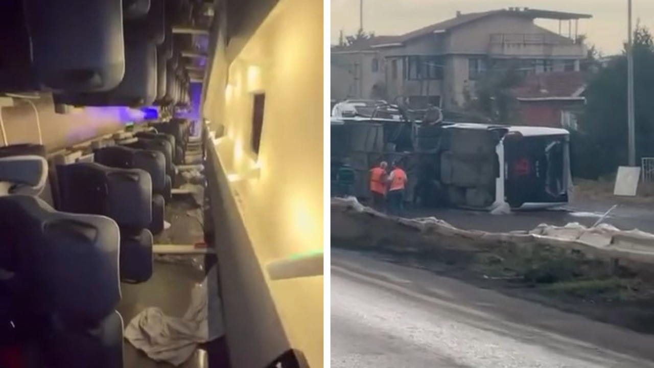 Otobüs devrildi: 18 yaralı