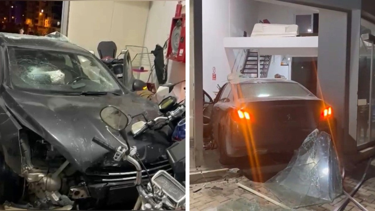 Otomobil iş yerine daldı
