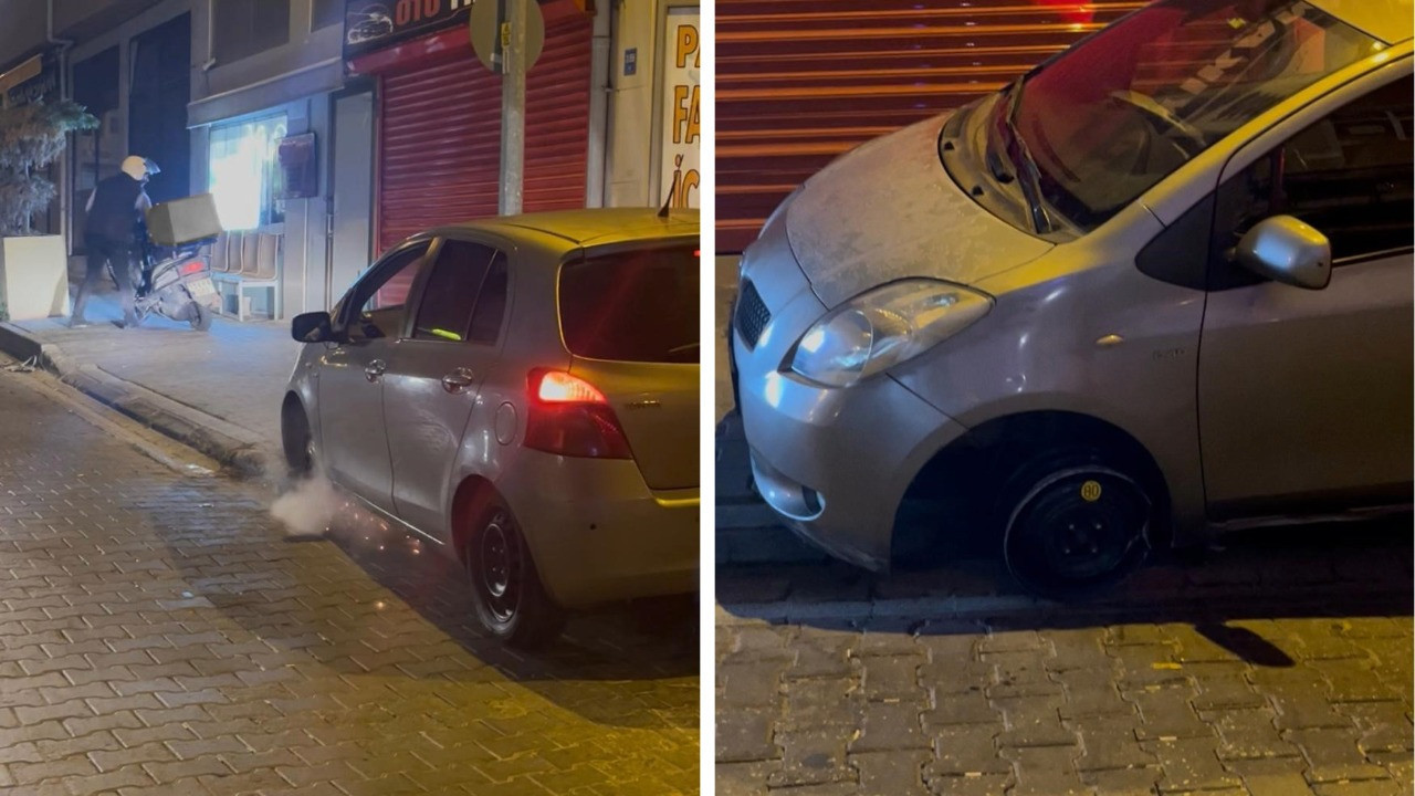 Ters yöne tekerleksiz araçla girdi, kaldırıma park etmek istedi