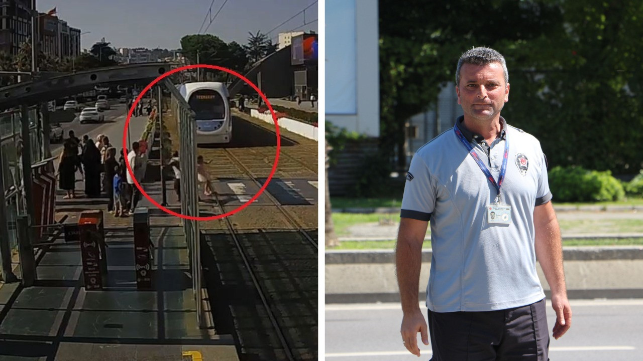 Raylara atlayan çocuğu güvenlik görevlisi kurtardı