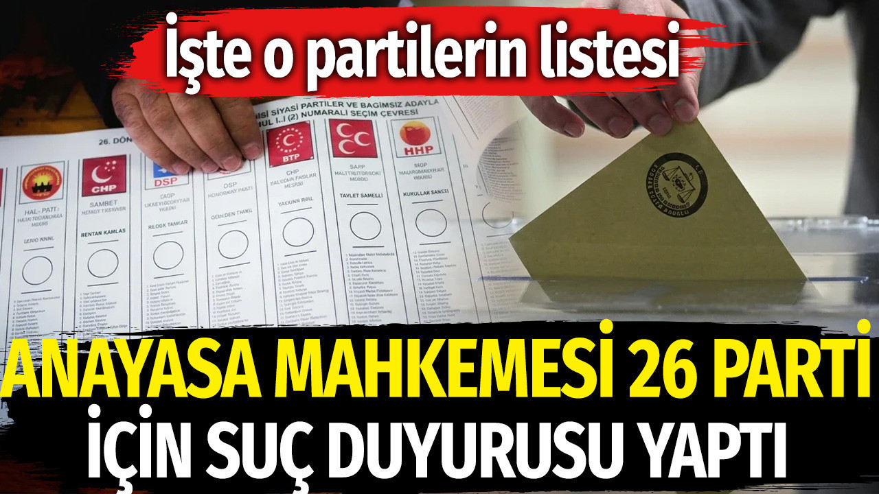Anayasa Mahkemesi 26 parti hakkında suç duyurusunda bulundu. İşte o partilerin listesi