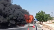 Şanlıurfa’da şehir içi yolcu otobüsü alev topuna döndü