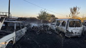 Otoparktaki araçlar kül oldu