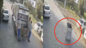 “Beni de alın” der gibi… Konteyner kamyonun peşine takıldı!