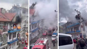 3 katlı binada yangın: Elektrik kabloları patladı, 2 kişi dumandan etkilendi