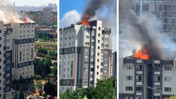 Küçükçekmece'de 11 katlı binanın çatısında yangın