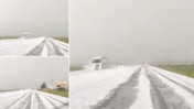 Yaz ortasında yollar beyaza büründü, sürücüler zor anlar yaşadı