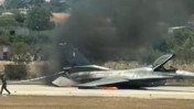Yunanistan'da F-16 uçağı alev aldı