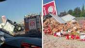 TIR akaryakıt istasyonuna daldı