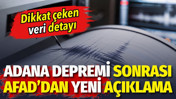 Adana depremi sonrası AFAD&rsquo;dan yeni a&ccedil;ıklama. Dikkat &ccedil;eken veri detayı