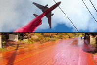 Los Angeles ateş kırmızısı... Evlerin üzerine uçaktan döküyorlar