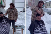 Görenler şaşkına döndü: Eksi 10 derecede tıraş