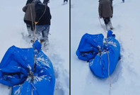 Cenazeyi brandaya sarıp çektiler