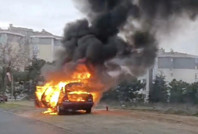 Seyir halindeyken alev aldı