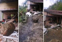 Rize'de heyelan: Yamaçtan kopan kayalar eve çarptı