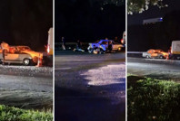 Küçükçekmece'de feci kaza: Otomobil, yol bakım ekibine çarptı