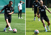 Vaclav Cerny ve Gökhan Sazdağı antrenmanda