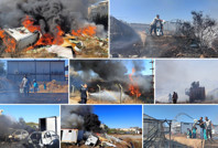 Hurda araçlar alev alev yandı! Kova ve hortumlarla müdahale