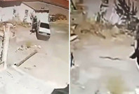 Panik anları: Aracını bile durdurmadan kaçtı