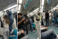 Marmaray’da kavga çıktı! Tekme ve yumruklar havada uçuştu