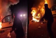 Yanan araçtaki aileyi böyle kurtardı