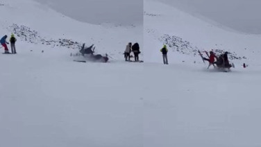 İki kayakçı çarpışıp vatandaşların arasına daldı: 6 yaralı