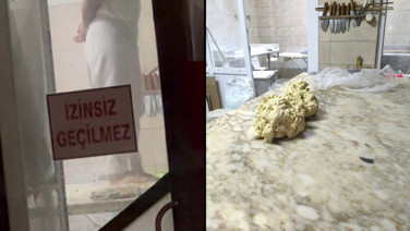 Mide bulandıran görüntüler: Ayaklarıyla hamur yoğurdu
