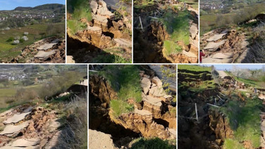 Heyelan yolu parçalara ayırdı