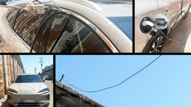 Kaçak elektrikle araç şarj istasyonu kurdu