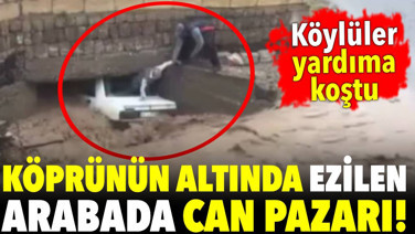 Selden köprünün altında ezilen arabada can pazarı! Köylüler yardıma koştu
