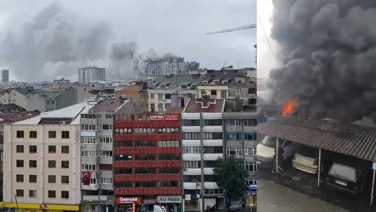 Bayramapaşa'da sanayi sitesinde yangın. Ekipler sevk edildi