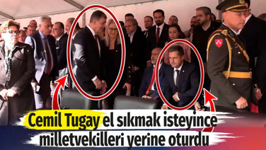 Cemil Tugay el sıkmak isteyince Yeni Parti milletvekilleri yerine oturdu. Selam vermediler