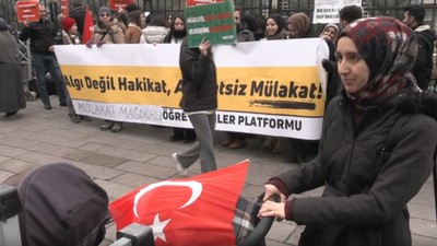 Mülakat mağduru öğretmen 14 aylık bebeğiyle bakanlığın kapısında