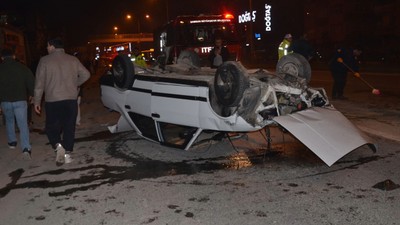 Takla atan otomobilden sağ çıktı