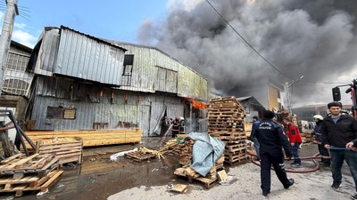 Sakarya'da korkutan yangın: 5 iş yeri küle döndü