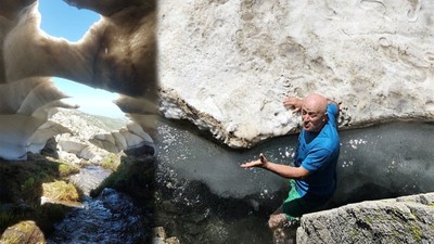 Haziran ayında Uludağ'da buzla kaplı gölde yüzdüler