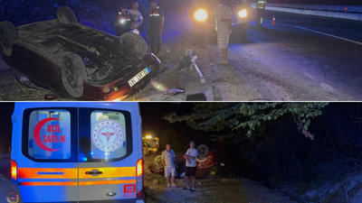 Takla atan otomobilde kalbi durdu