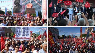 CHP'nin dev mitinginden çarpıcı kareler