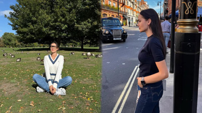 Fahriye Evcen Londra tatilinde adeta defile yaptı
