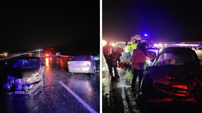 Otomobil bariyere çarpıp savruldu: 4 yaralı