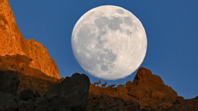 Dolunayın önünde poz verdiler