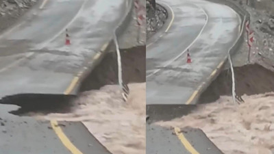 Sel kara yolunu yuttu